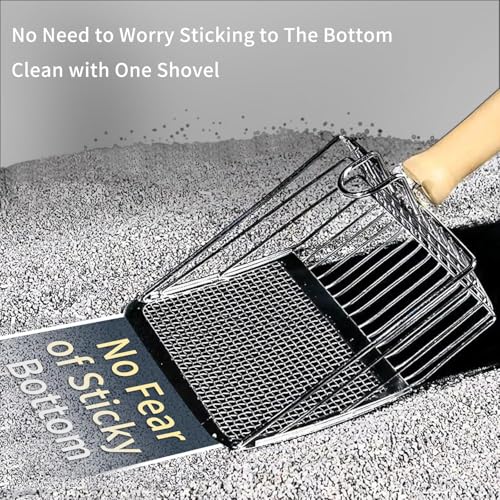 Qpets® Metal Litter Scoop Wooden Handle Fast Sifter Cat Potty Scooper 2 Kinds of Sifter Hole for 3-10Mm Clumping Clay 2PCS Qpets® Metal Litter Scoop Wooden Handle Fast Sifter Cat Potty Scooper 2 Kinds of Sifter Hole for 3-10Mm Clumping Clay 2PCS
